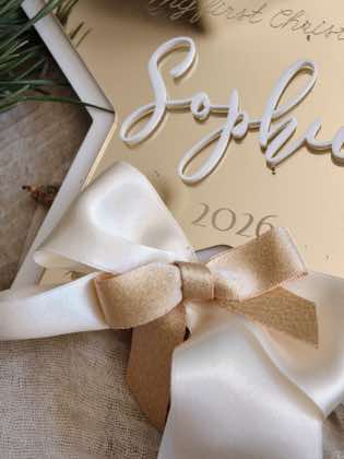 Personalised white and gold First Christmas Star sign